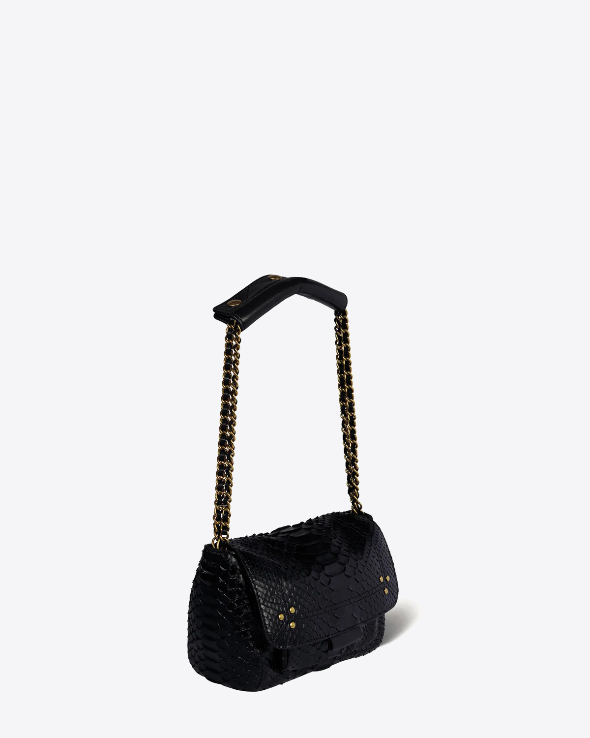 Produit Sac Lulu S python noir Jérôme Dreyfuss. Vue profil. 
