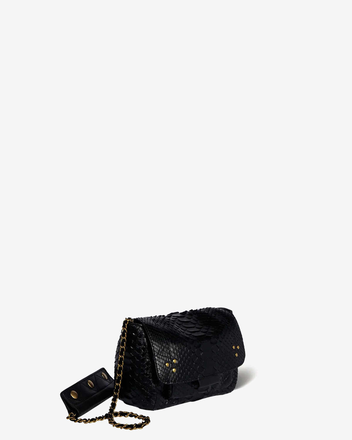 Sac Lulu S python noir Jérôme Dreyfuss. Vue profil. 