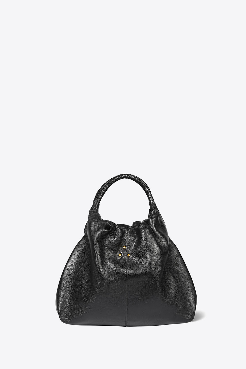 Sac Gordi M Jérôme Dreyfuss en cuir de buffle noir Brass. Face.