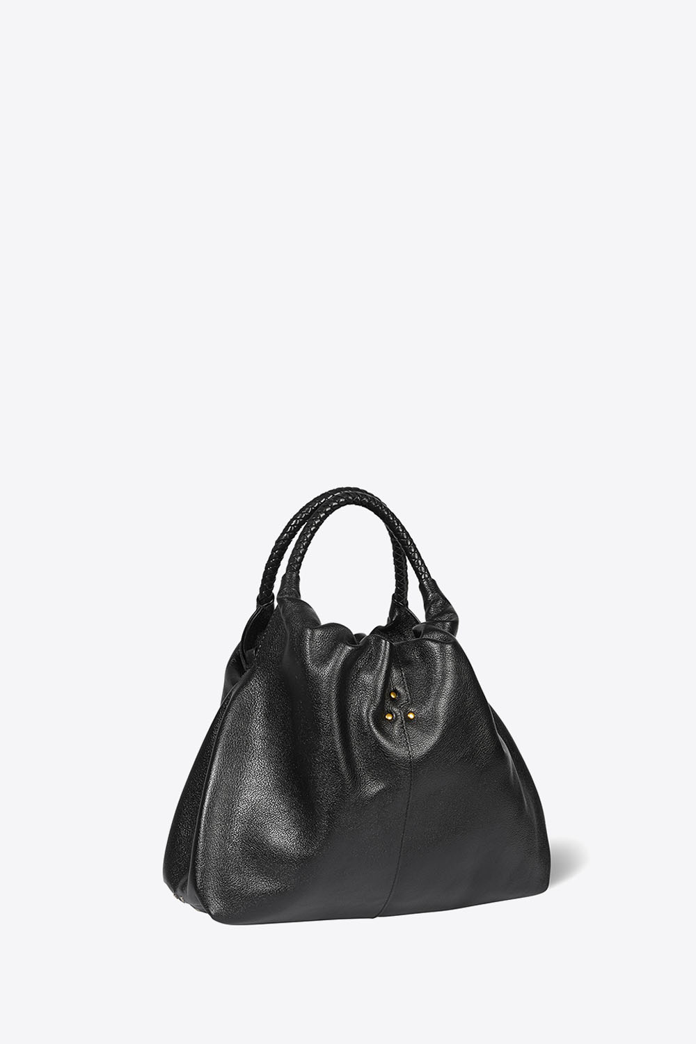 Produit Sac Gordi M Jérôme Dreyfuss en cuir de buffle noir Brass. Profil.