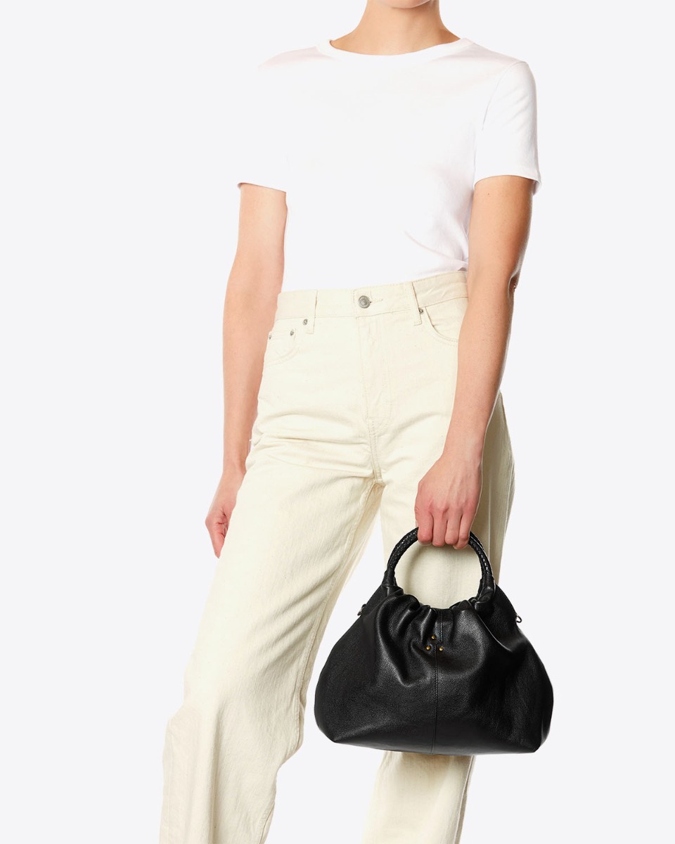 Sac Gordi M Jérôme Dreyfuss en cuir de buffle noir Brass porté main.