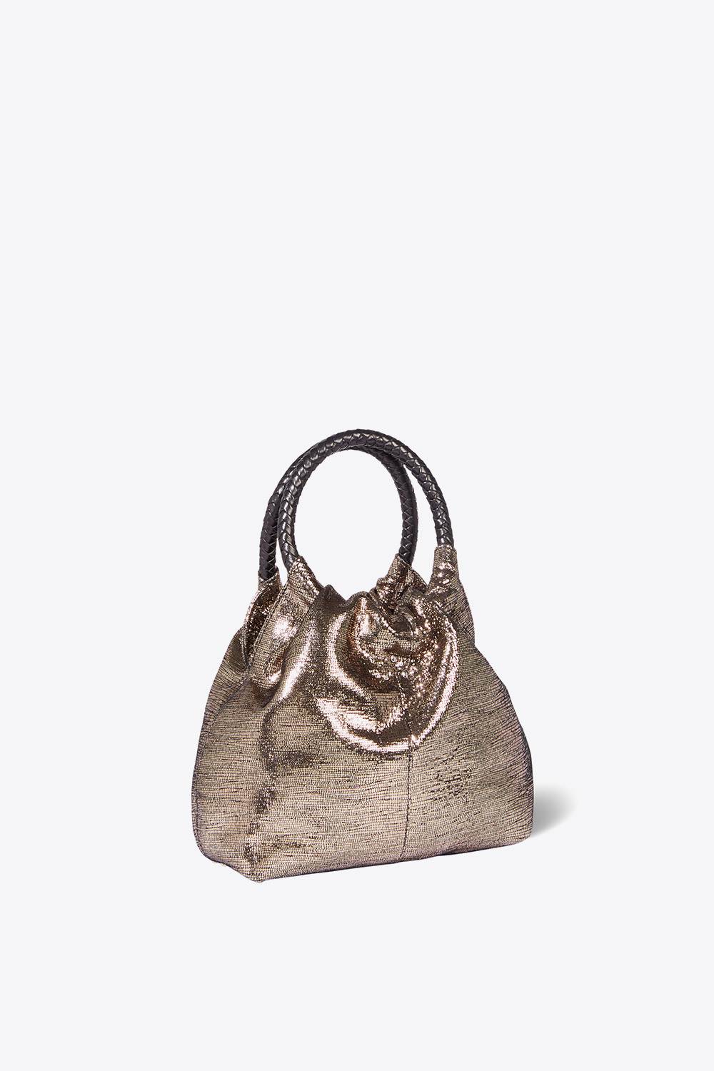 Produit Mini-sac Gordi S en cuir lamé champagne Jérôme Dreyfuss. Profil.