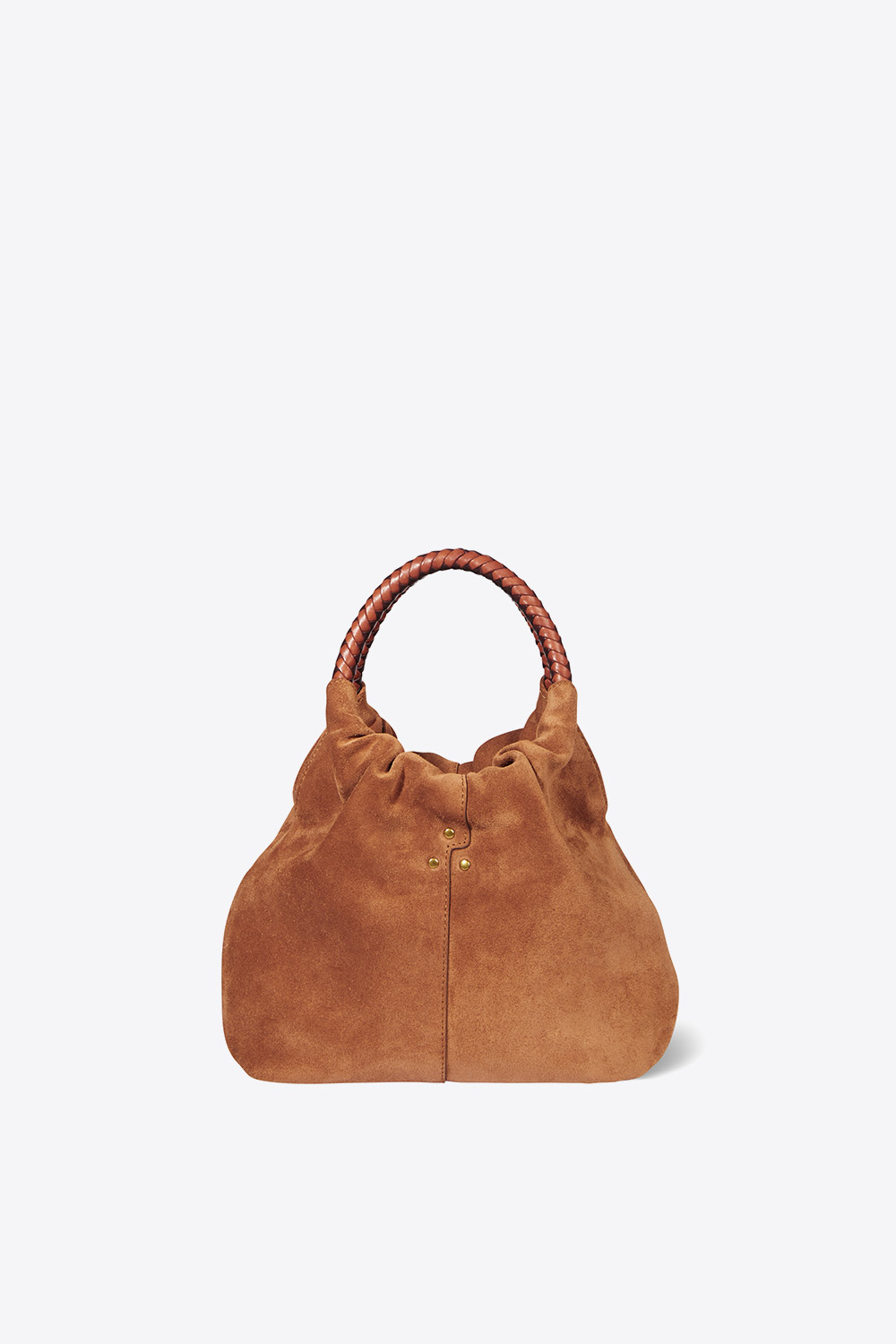 Sac Gordi S Jérôme Dreyfuss en cuir suédé caramel. Face.