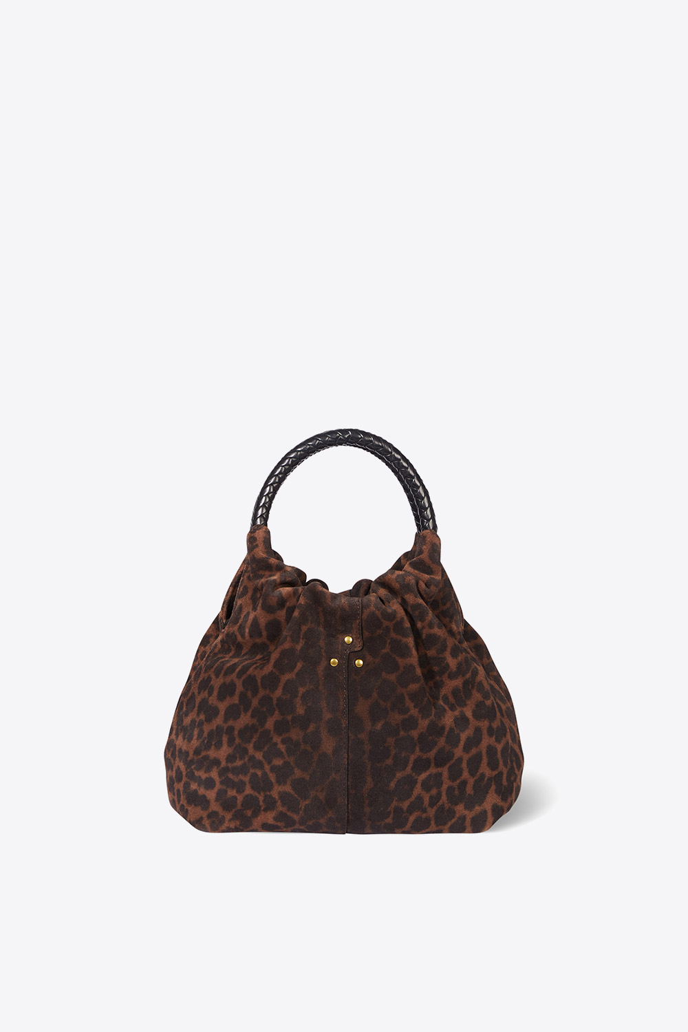Produit Sac Gordi S en cuir suédé léopard naturel Jérôme Dreyfuss. Face.
