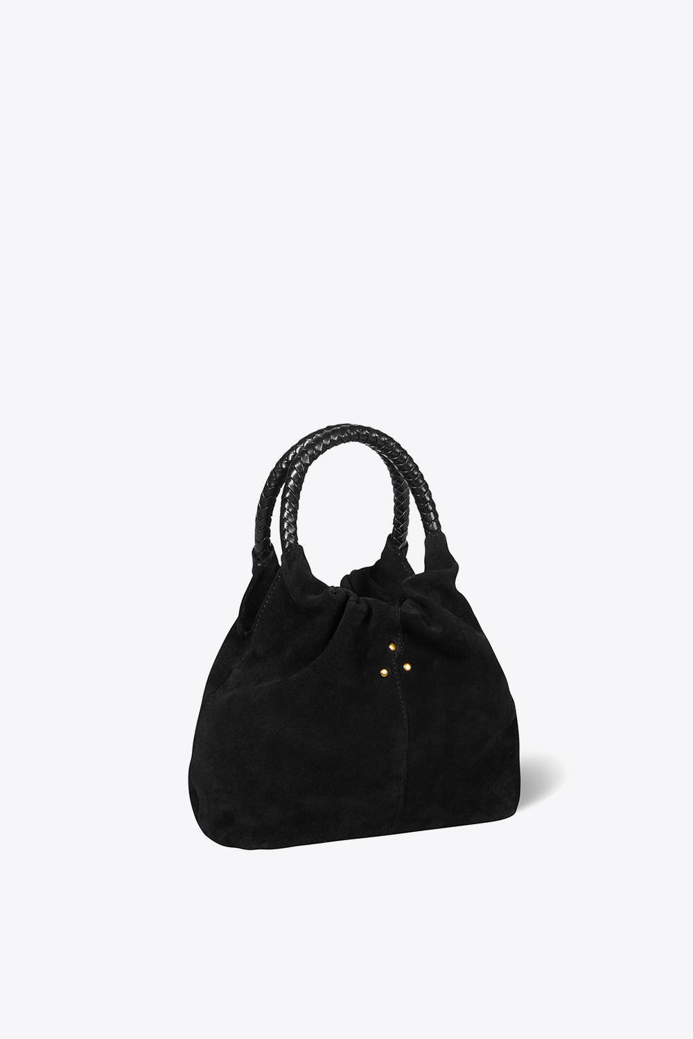 Produit Mini-sac Gordi S en cuir suédé noir Jérôme Dreyfuss. Profil.