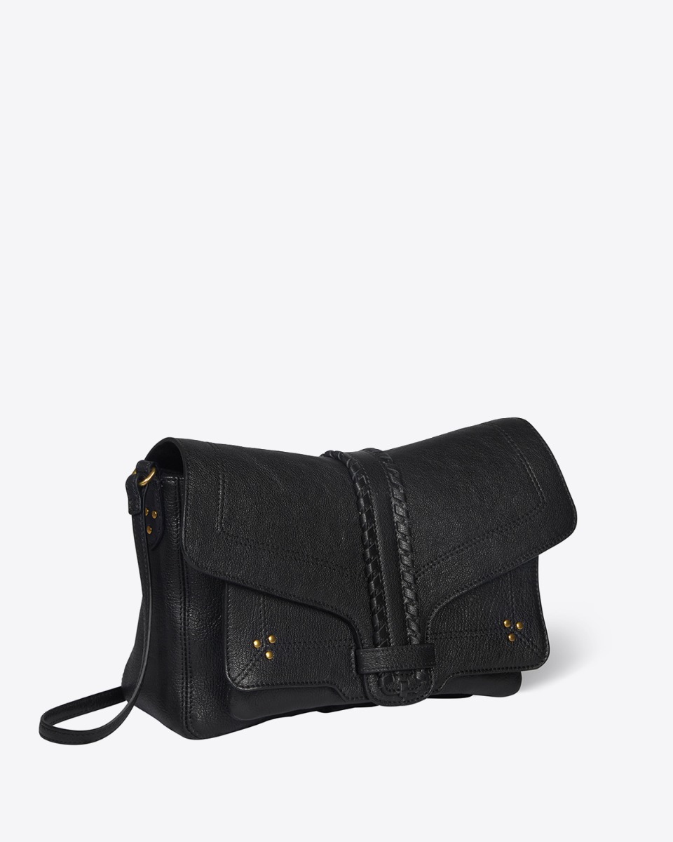 Sac Harry M J&eacute;r&ocirc;me Dreyfuss en cuir noir. Vue de profil.