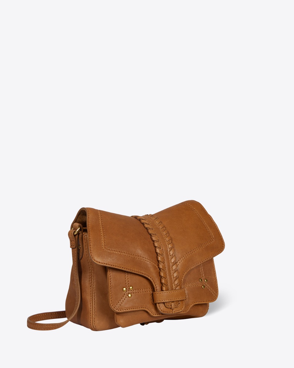 Sac Harry S J&eacute;r&ocirc;me Dreyfuss en cuir camel. Vue de profil.