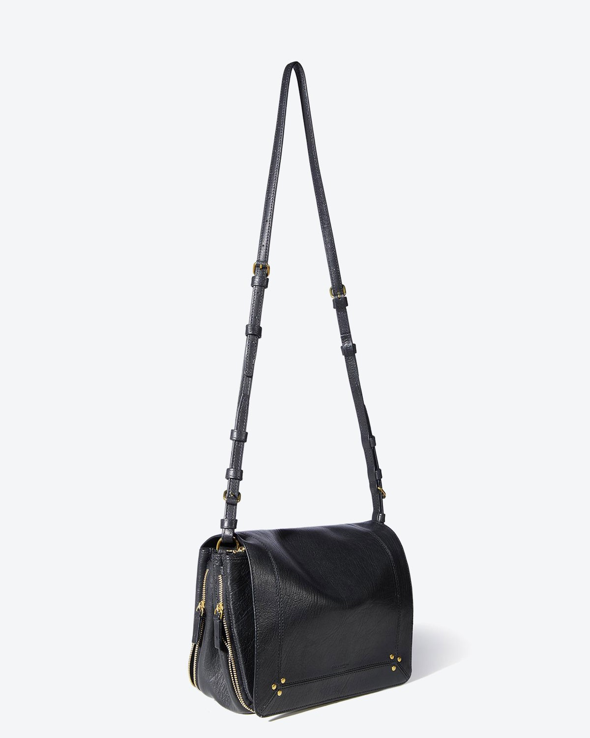 Sac bandoulière Igor Jérôme Dreyfuss en cuir chèvre noir.