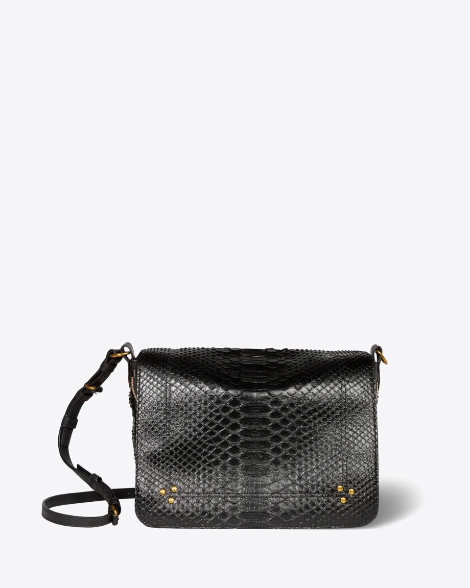 Sac Igor Jérôme Dreyfuss en python noir. Vue de face.