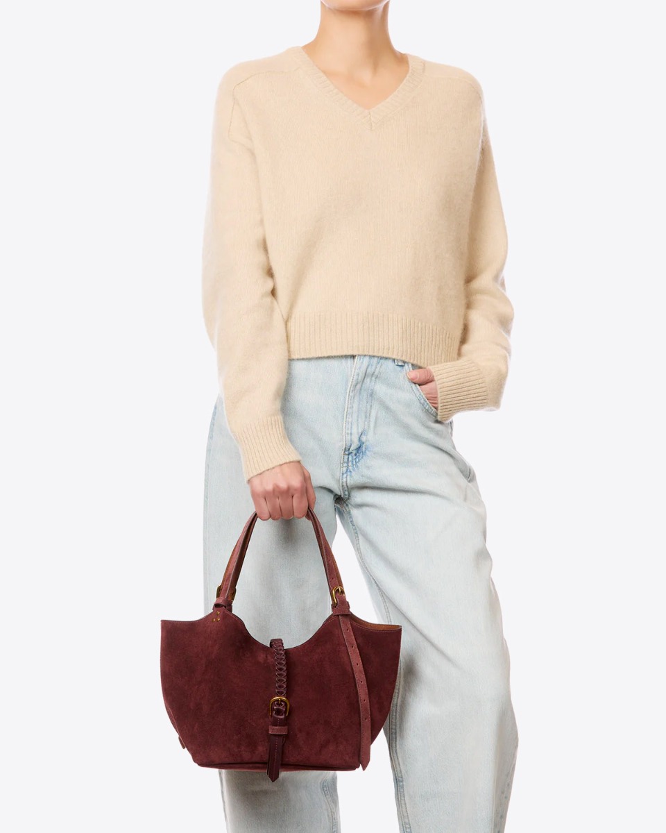 Sac cabas Joseph S J&eacute;r&ocirc;me Dreyfuss en cuir su&eacute;d&eacute; br&ucirc;l&eacute;, port&eacute; &agrave; la main.