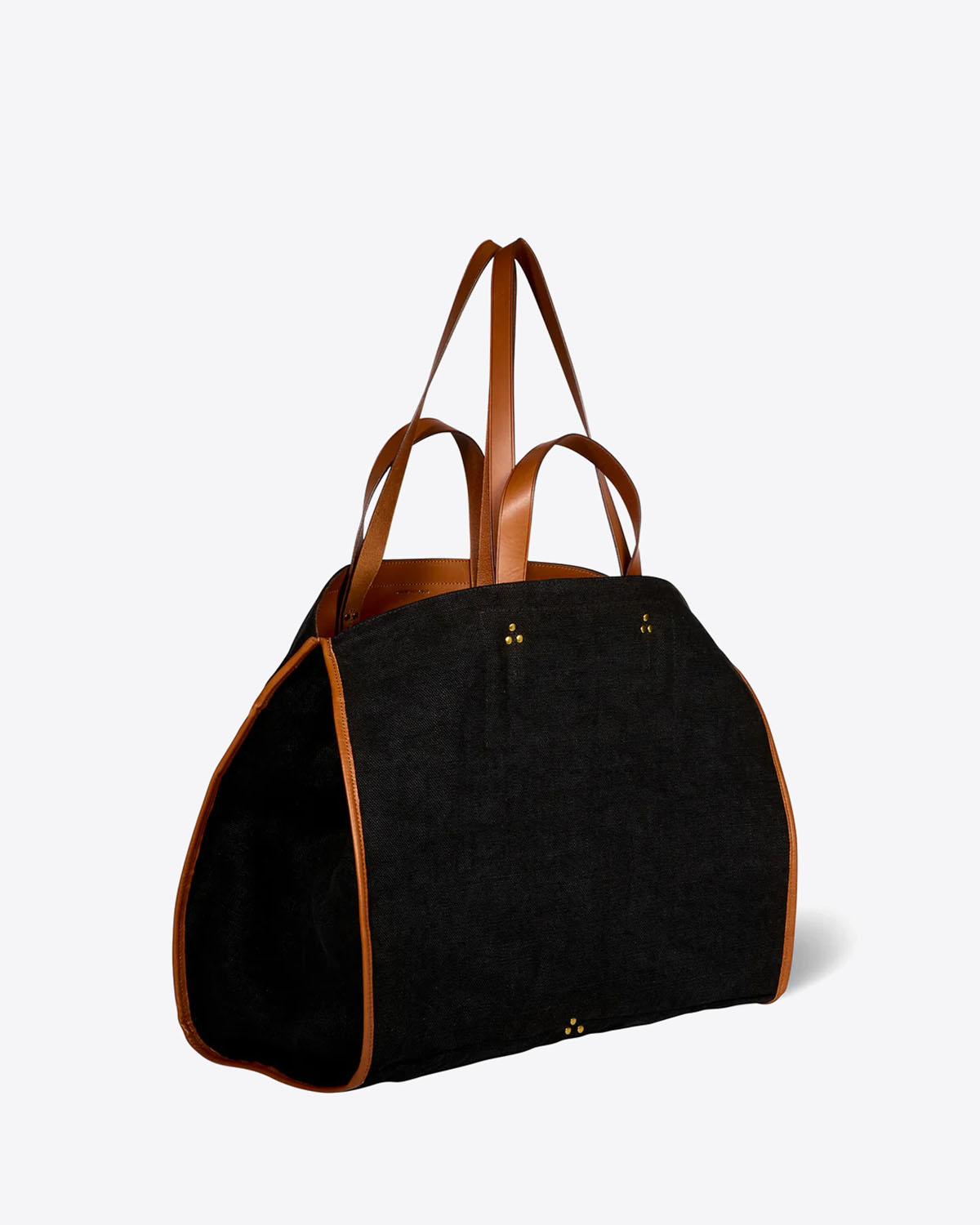 Produit Grand Sac Cabas Léon L Jérôme Dreyfuss Lin noir. Vue profil.