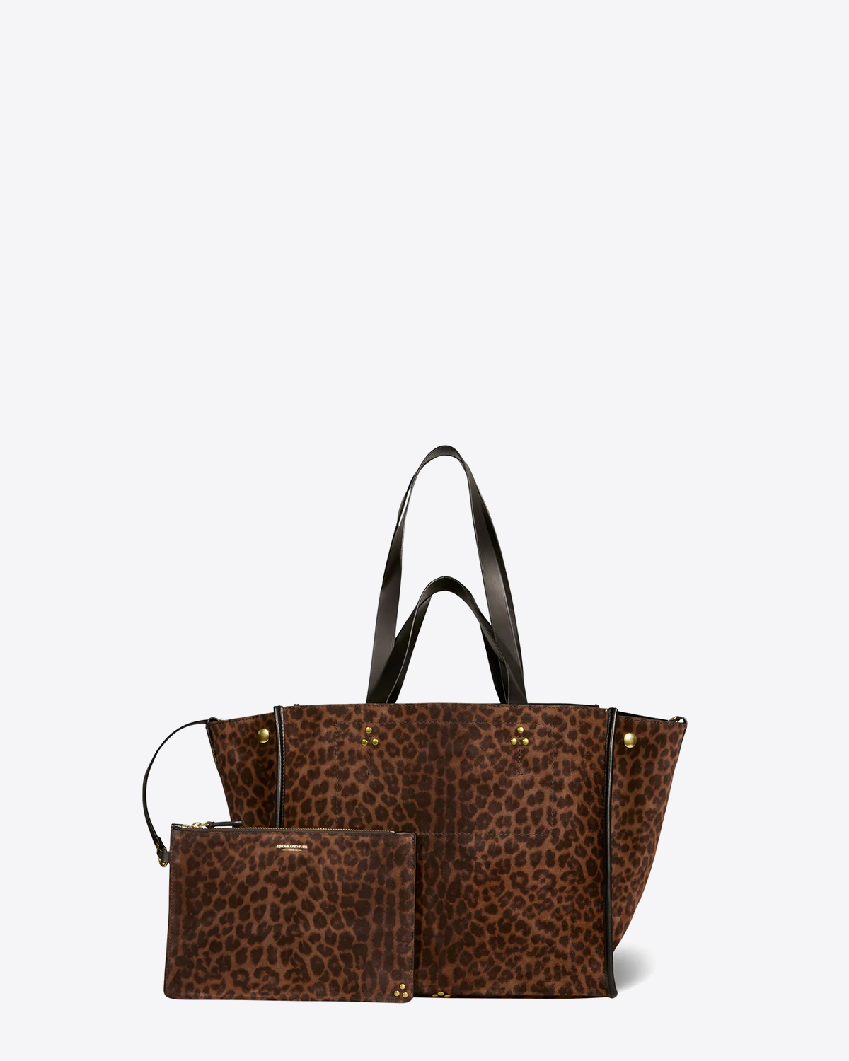 Produit Sac Léon M Jérôme Dreyfuss en cuir suédé imprimé Léopard Naturel
