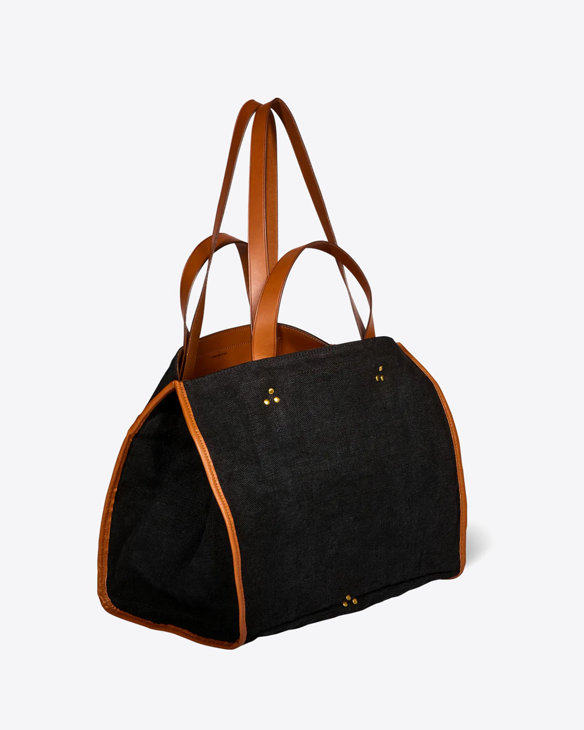 Produit Sac Cabas Léon M Jérôme Dreyfuss Lin noir. Vue profil