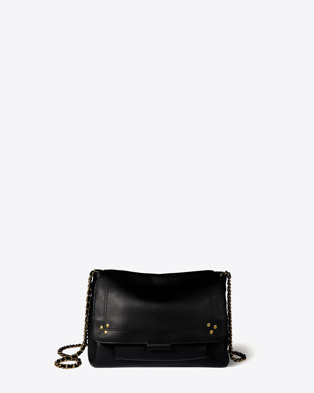 Sac Lulu M Jérôme Dreyfuss en cuir de veau noir. Vue face.