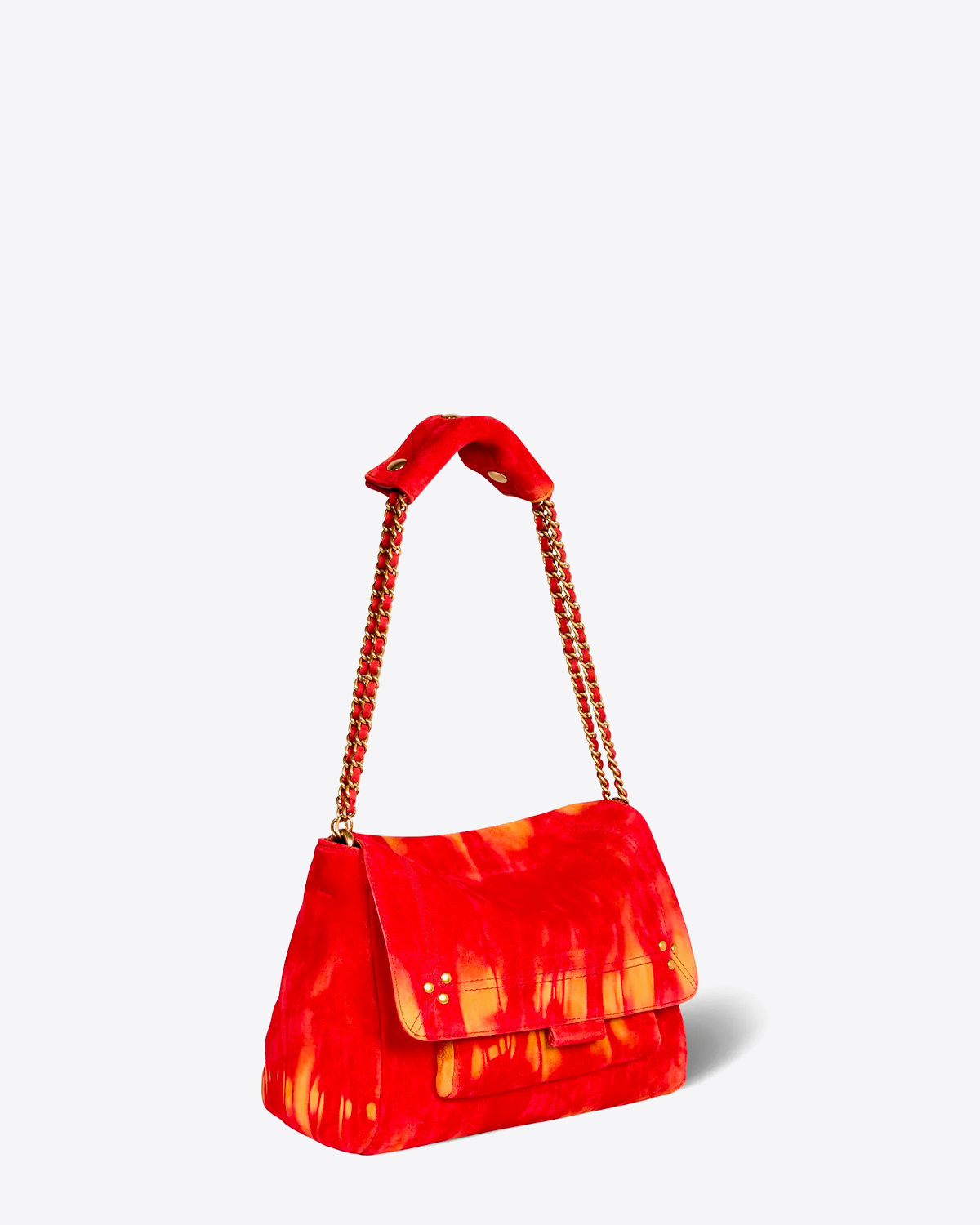 Jérôme Dreyfuss Sac Lulu M Croûte Velours Tie Dye Orange