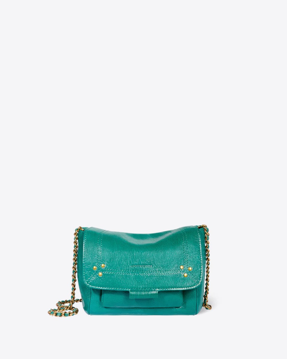 Sac Lulu S J&eacute;r&ocirc;me Dreyfuss en cuir turquoise. Vue de face.