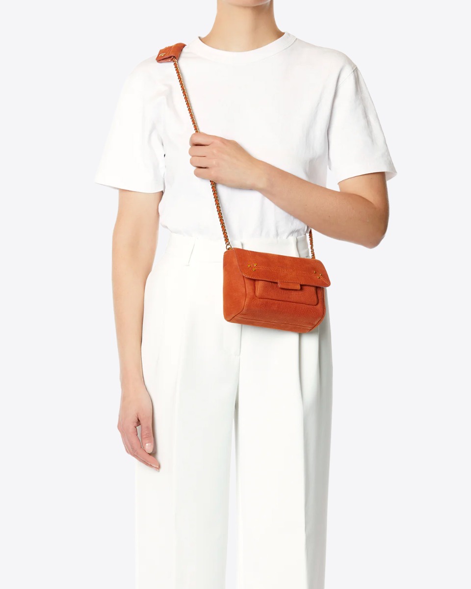 Sac Lulu S Jérôme Dreyfuss en cuir de taurillon effet croco opium porté croisé. 