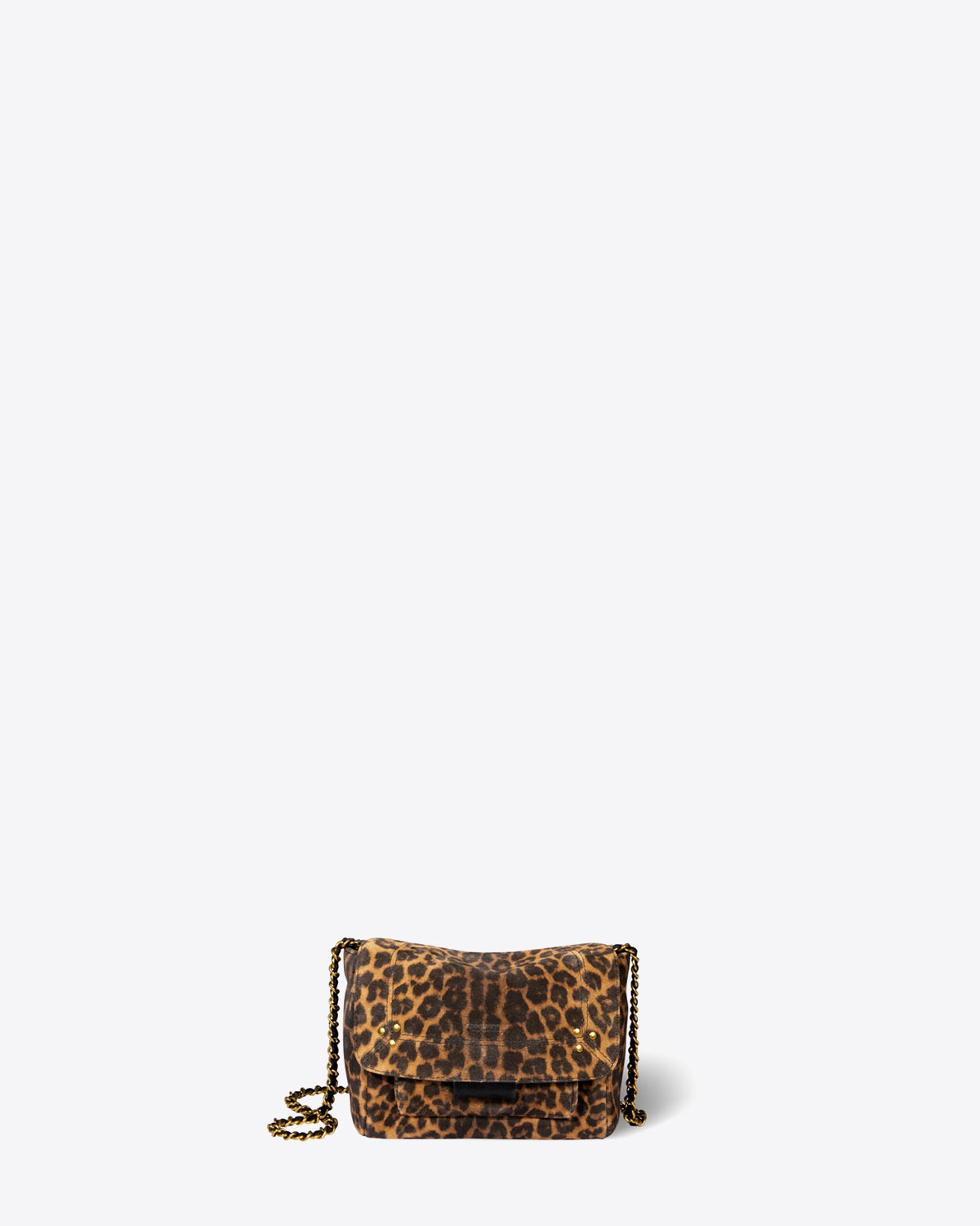 Sac Lulu S Jérôme Dreyfuss en cuir suédé imprimé léopard. Vue face