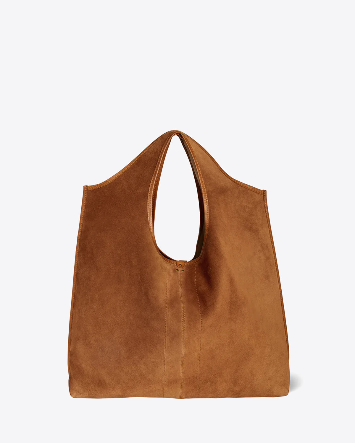Produit Sac cabas Paco Jérôme Dreyfuss en cuir suédé marron. Vue face. 