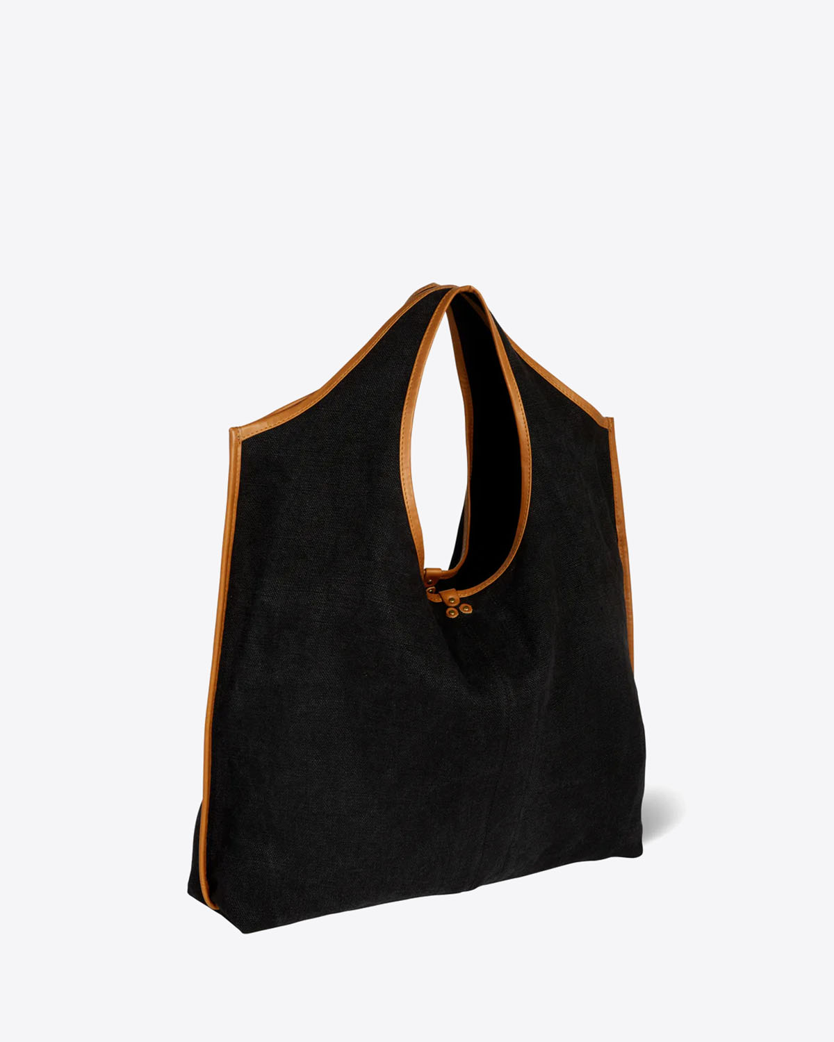 Produit Sac cabas Paco Jérôme Dreyfuss en lin noir. Vue profil