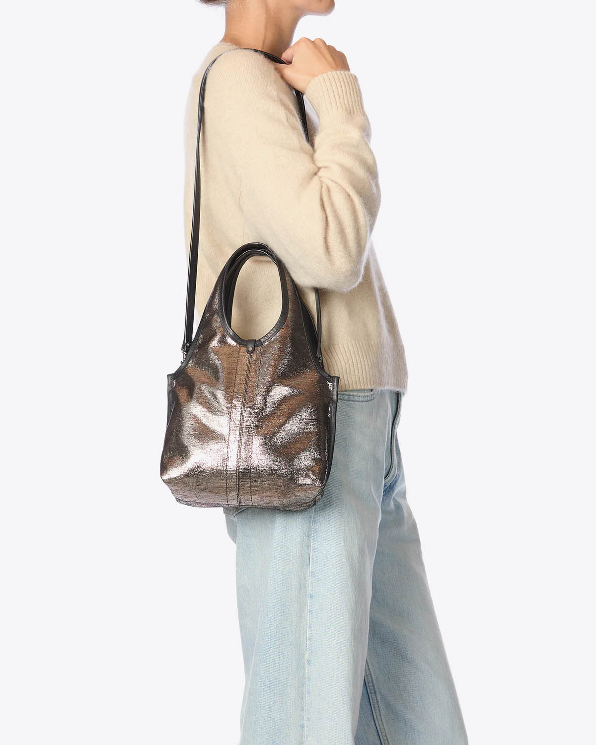 Image du produit Jérôme Dreyfuss Sac Paco S – Cuir Lamé Champagne - 4