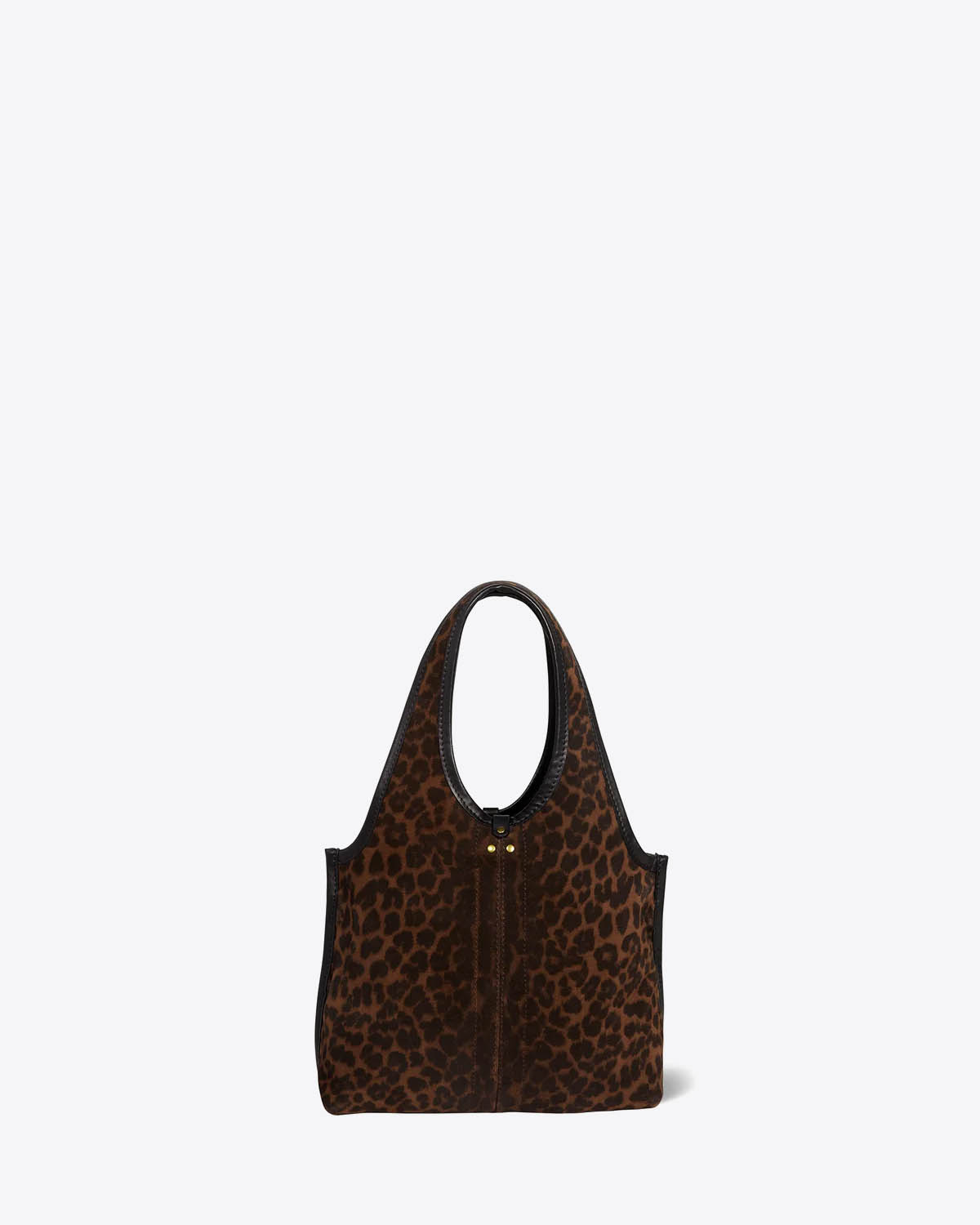 Produit Sac petit format Paco S Jérôme Dreyfuss en cuir suédé imprimé léopard. Vue face. 