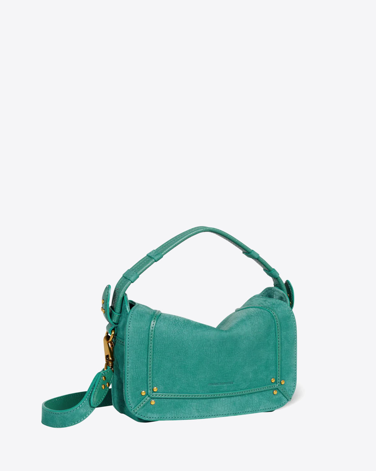 Produit Sac Pépito S petit format Jérôme Dreyfuss en cuir imprimé croco vert. 