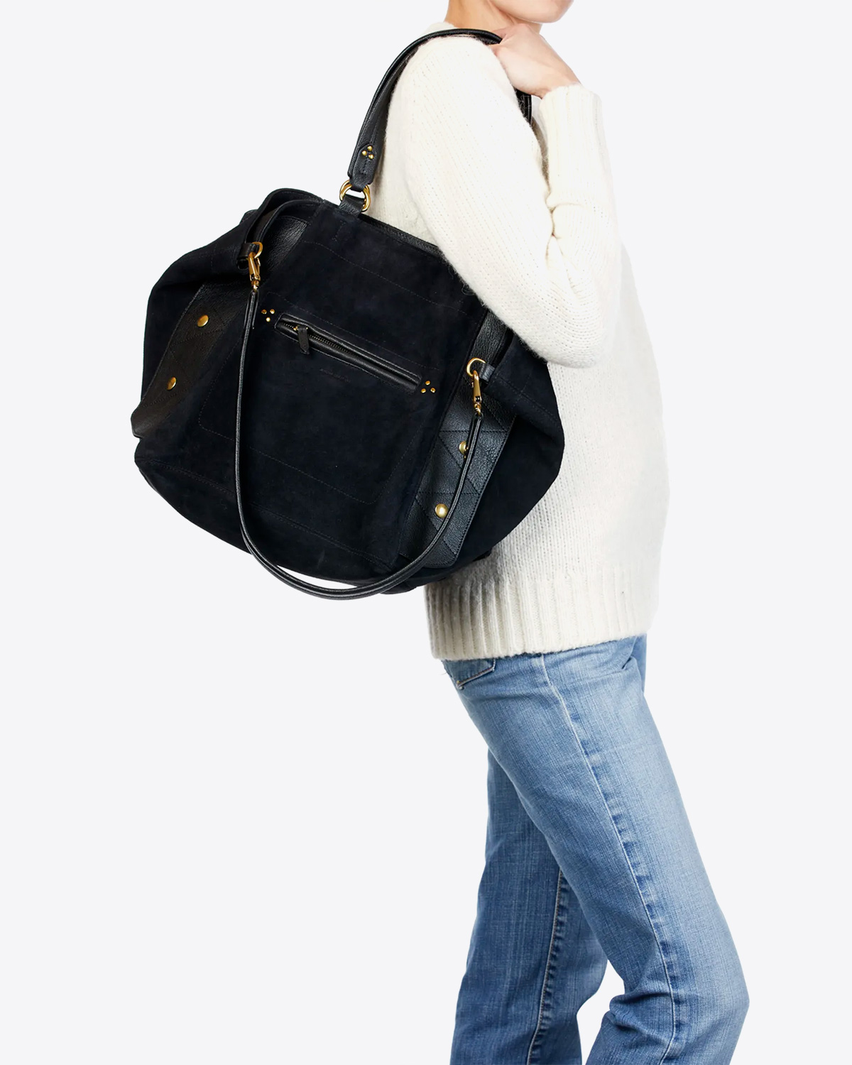 Sac Roger Jérôme Dreyfuss en cuir suédé noir. 