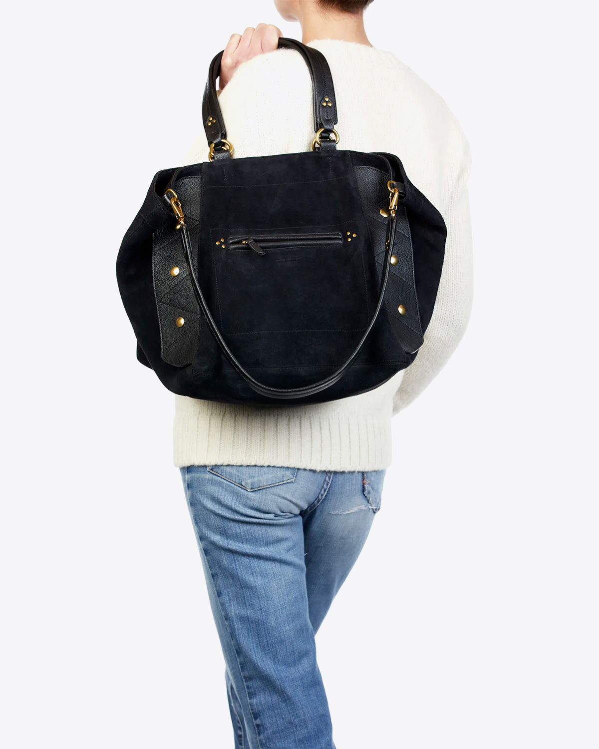 Sac Roger Jérôme Dreyfuss en cuir suédé noir. 