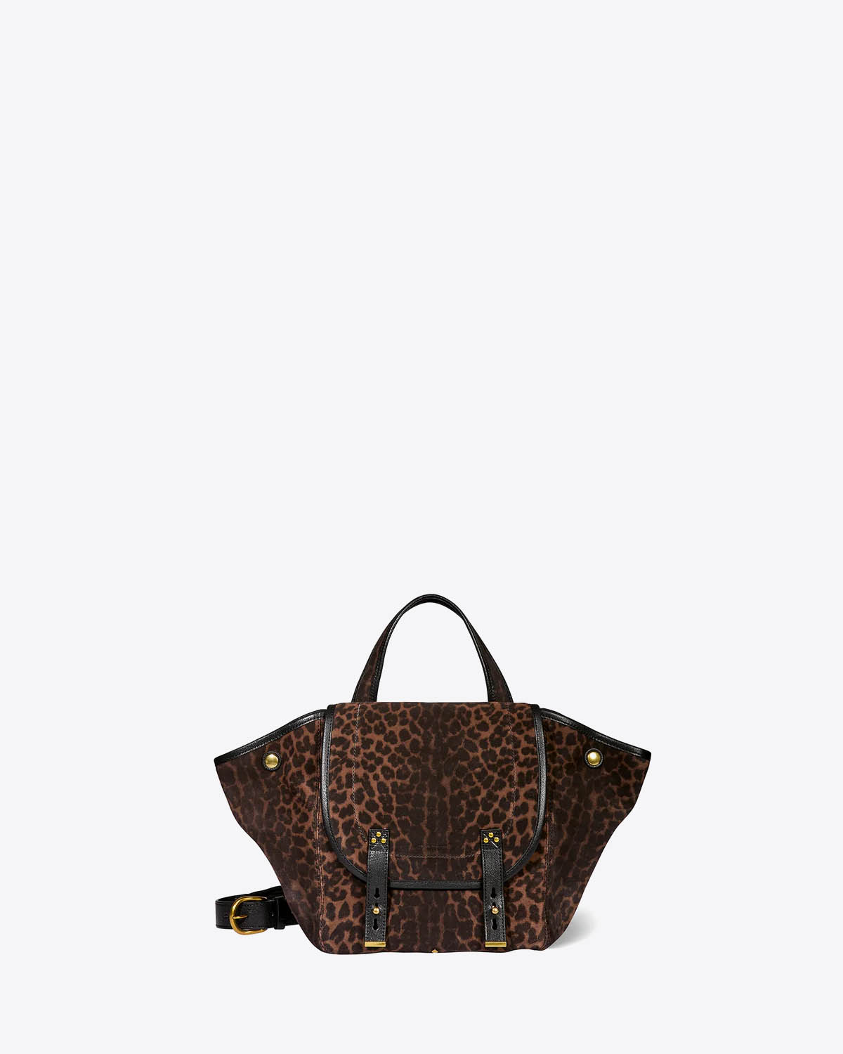 Produit Sac Panier Stan Jérôme Dreyfuss en cuir suédé imprimé léopard. Vue face. 