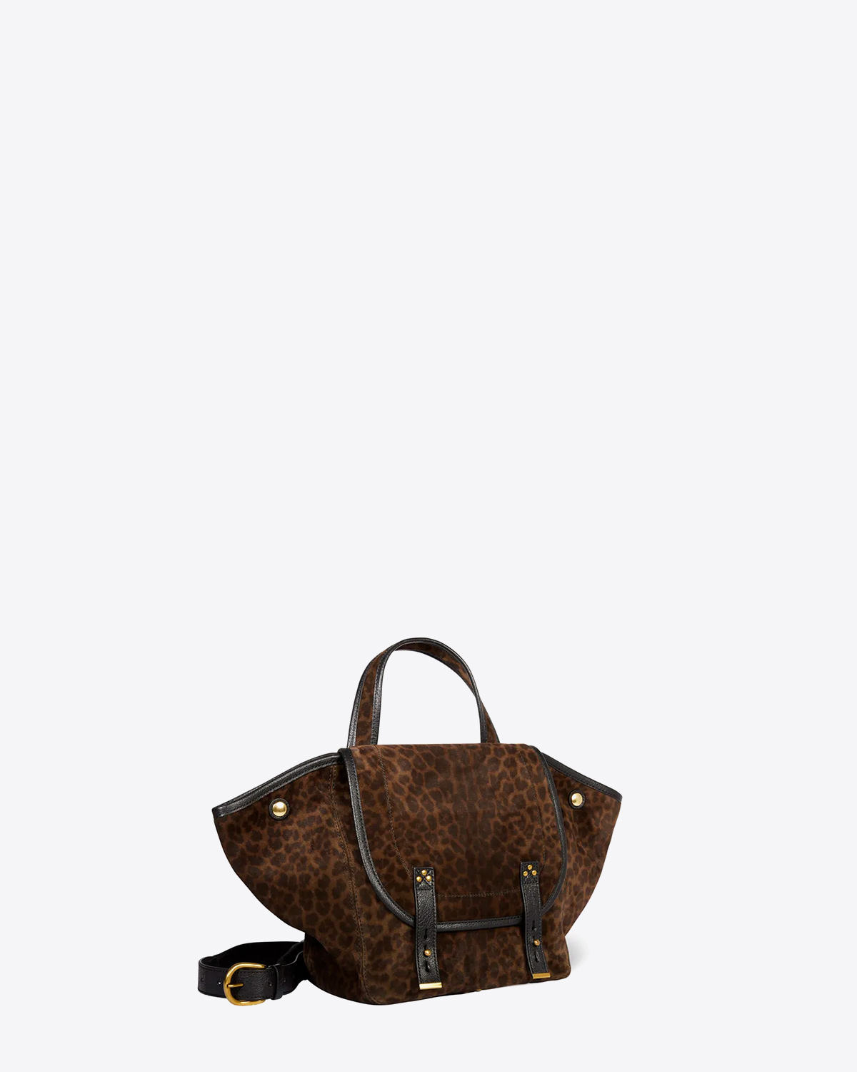 Jérôme Dreyfuss Sac Stan Panier M Croûte Velours Léopard Kaki