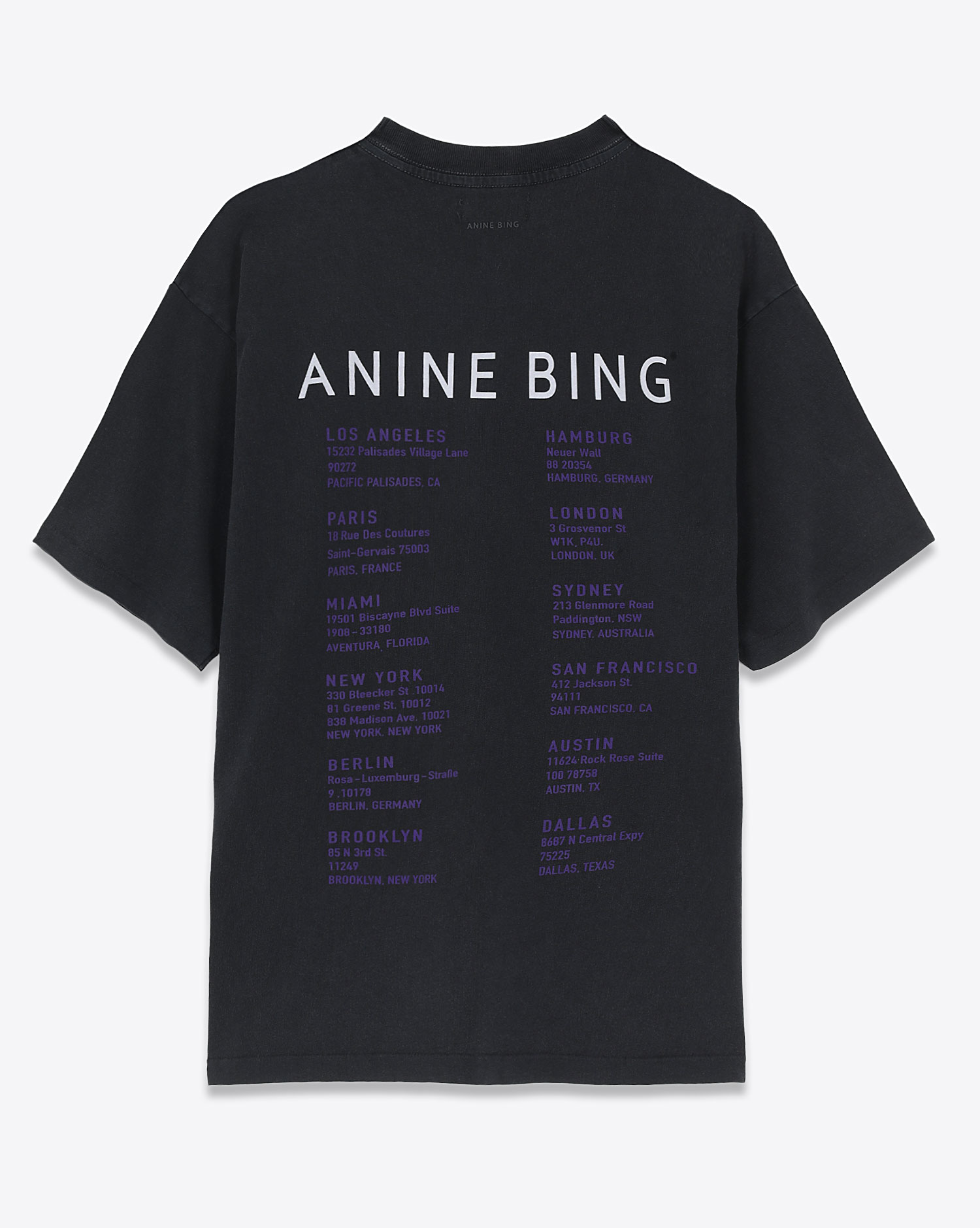 Tee-shirt noir manches courte imprimé Stardust Joel Tee Anine Bing. Dos. 