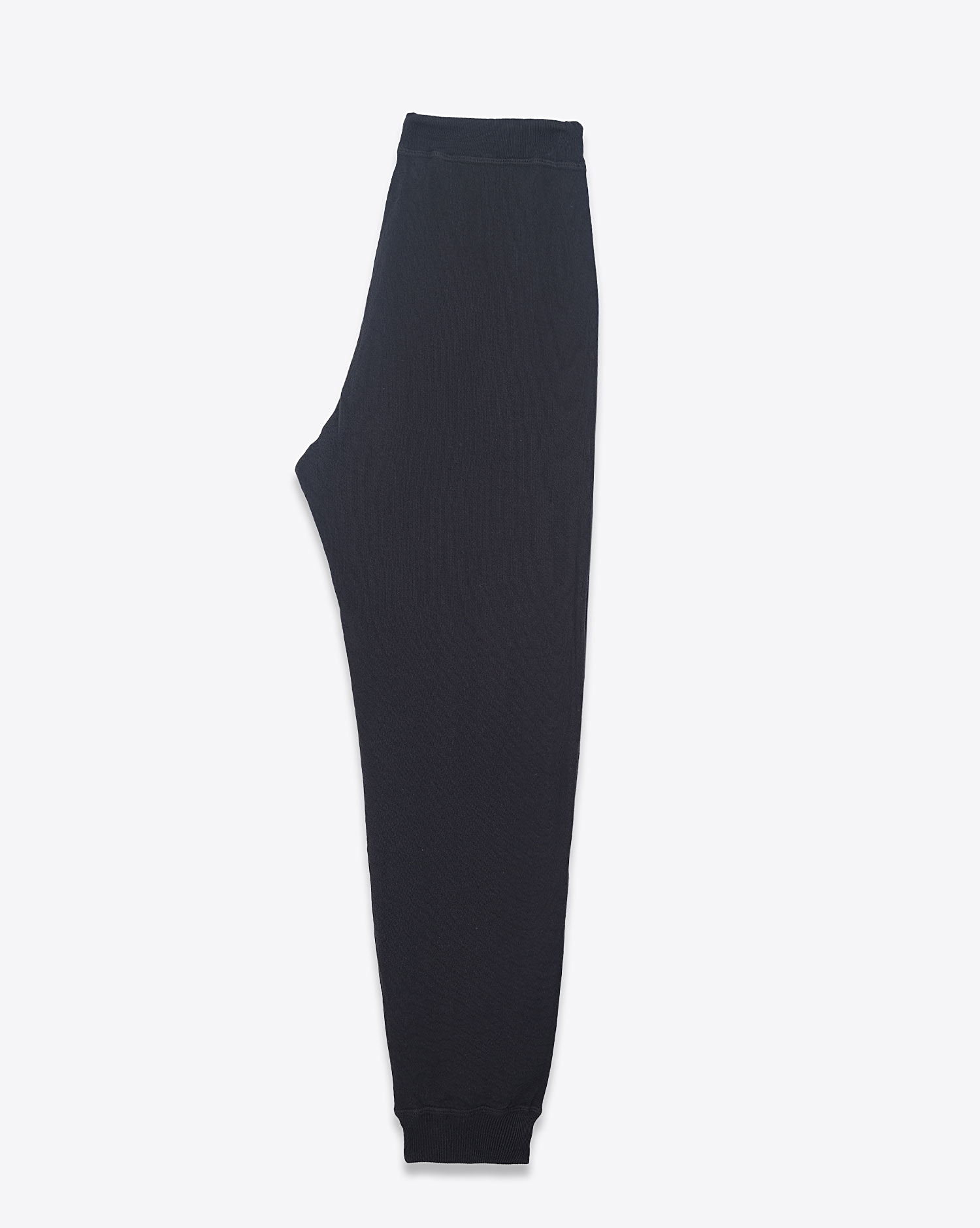 Produit Pantalon de jogging taille basse à nouer sur les hanches resserré en bas bord côte noir The Cropped Sweatpant The Great. Profil.