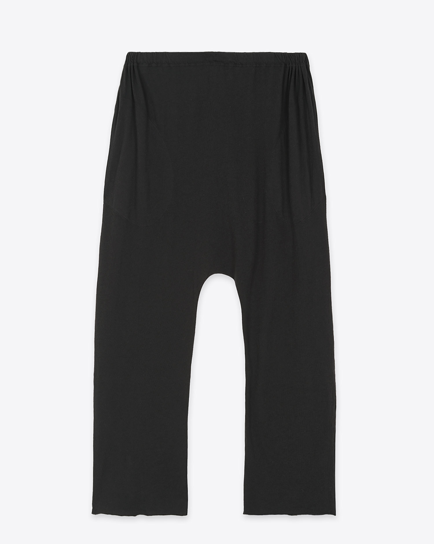 Produit Pantalon Jogging Jersey Crop The Great en coton noir. Vue face. 
