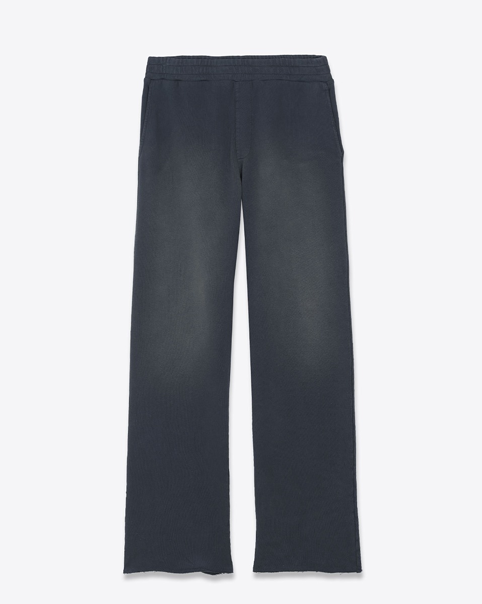 Produit Pantalon de jogging unisexe Wide Golden Goose en coton noir délavé. Vue de face.