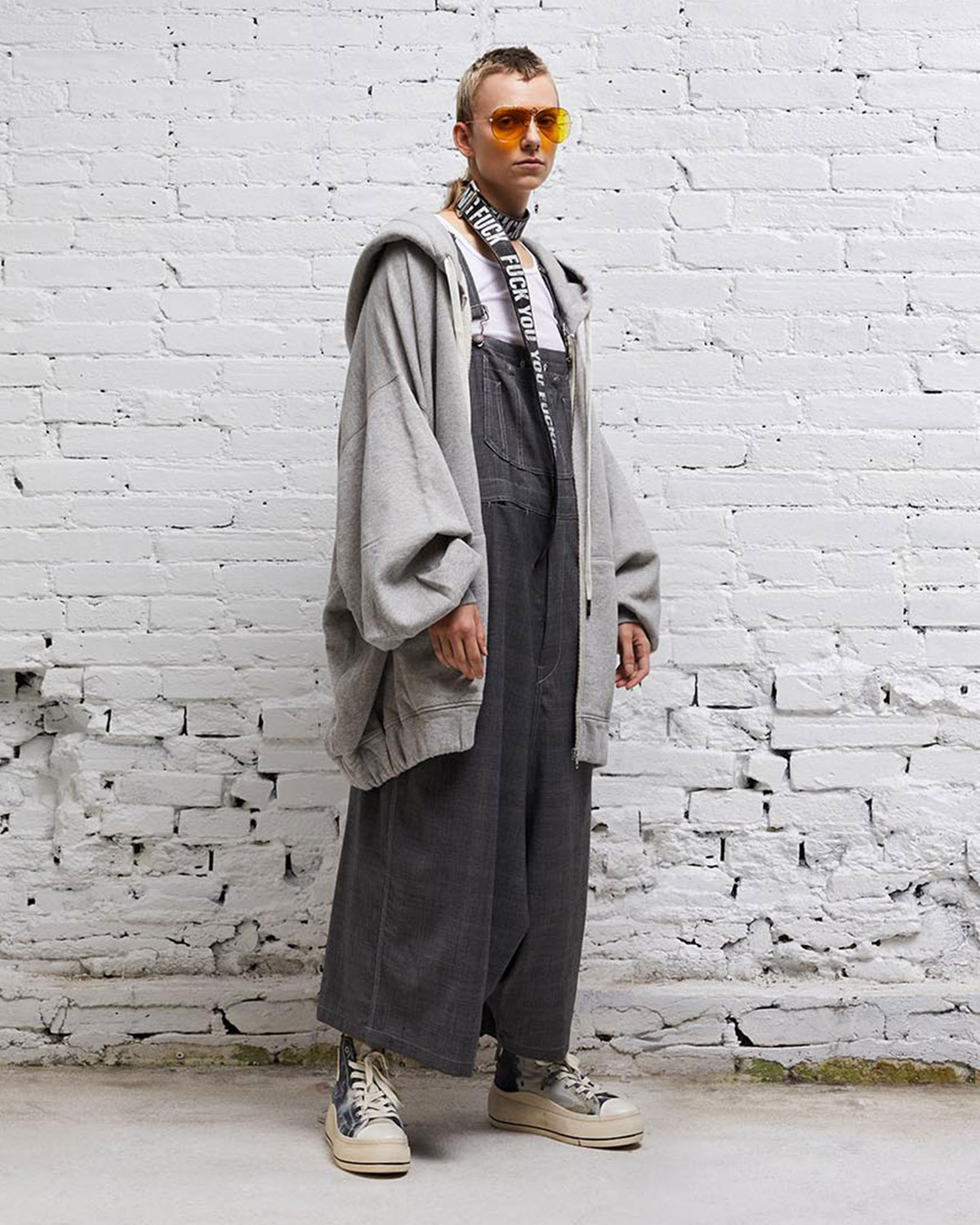 R13 Denim Collection Jumbo Zip Up Hoodie Heather Grey