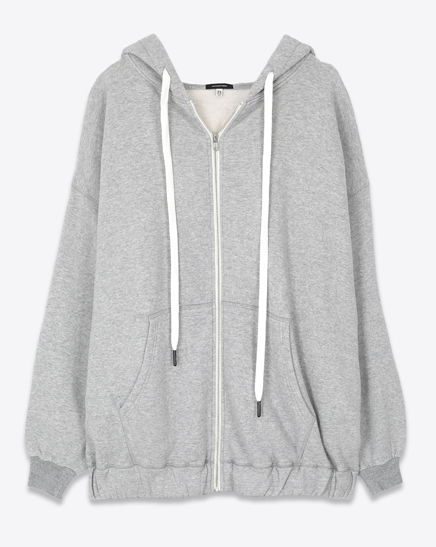 R13 Denim Collection Jumbo Zip-Up Hoodie – Heather Grey