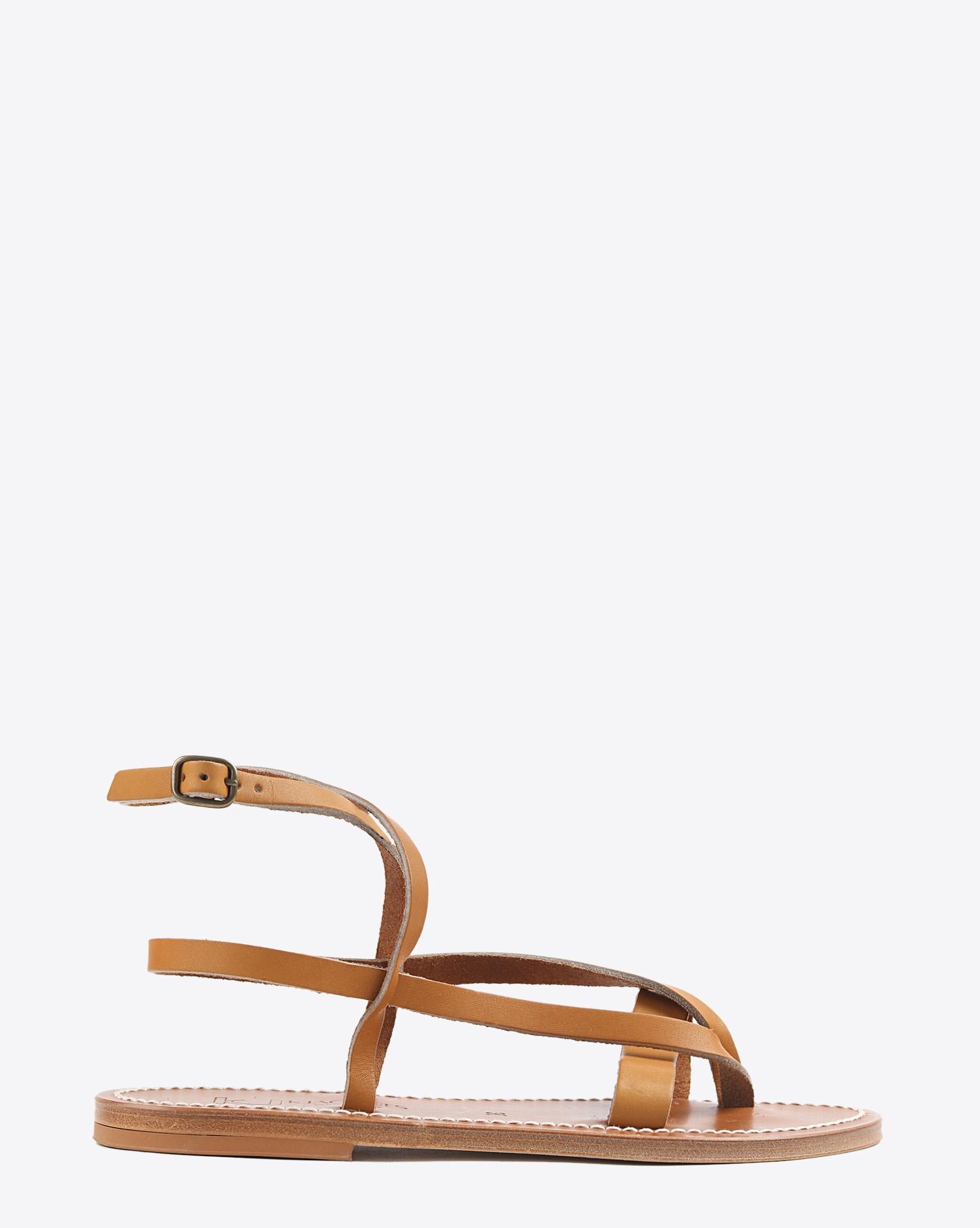 Sandales plates Aubigne en cuir naturel K.Jacques. Profil. 
