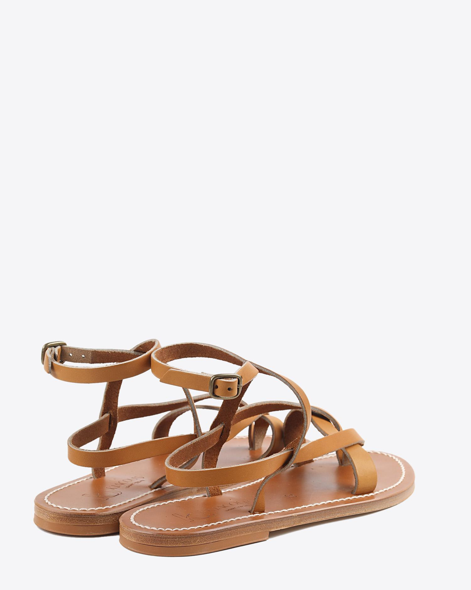Sandales plates Aubigne en cuir naturel K.Jacques. Dos. 