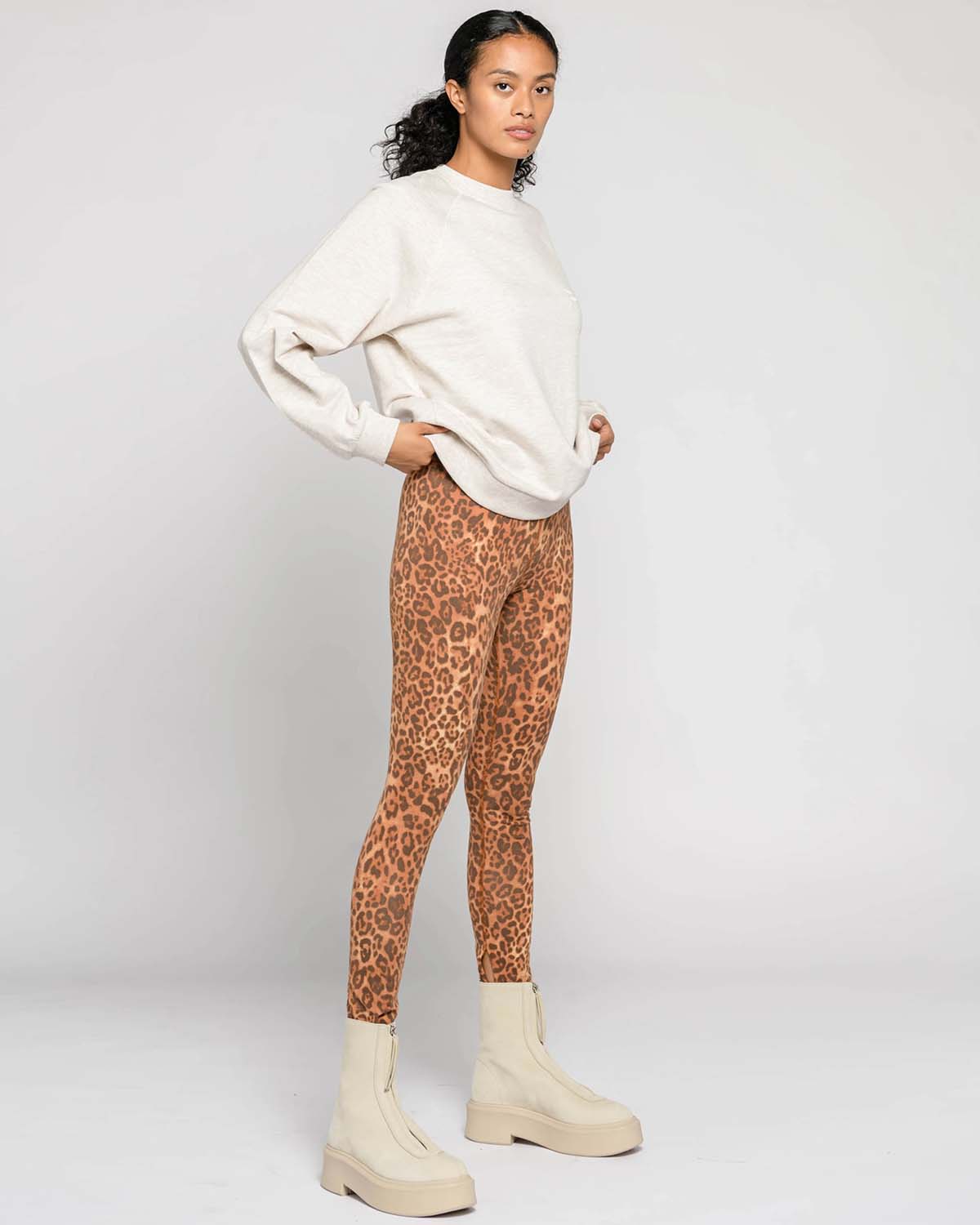 Ragdoll LA Leggings With Slit - Bronze Leopard