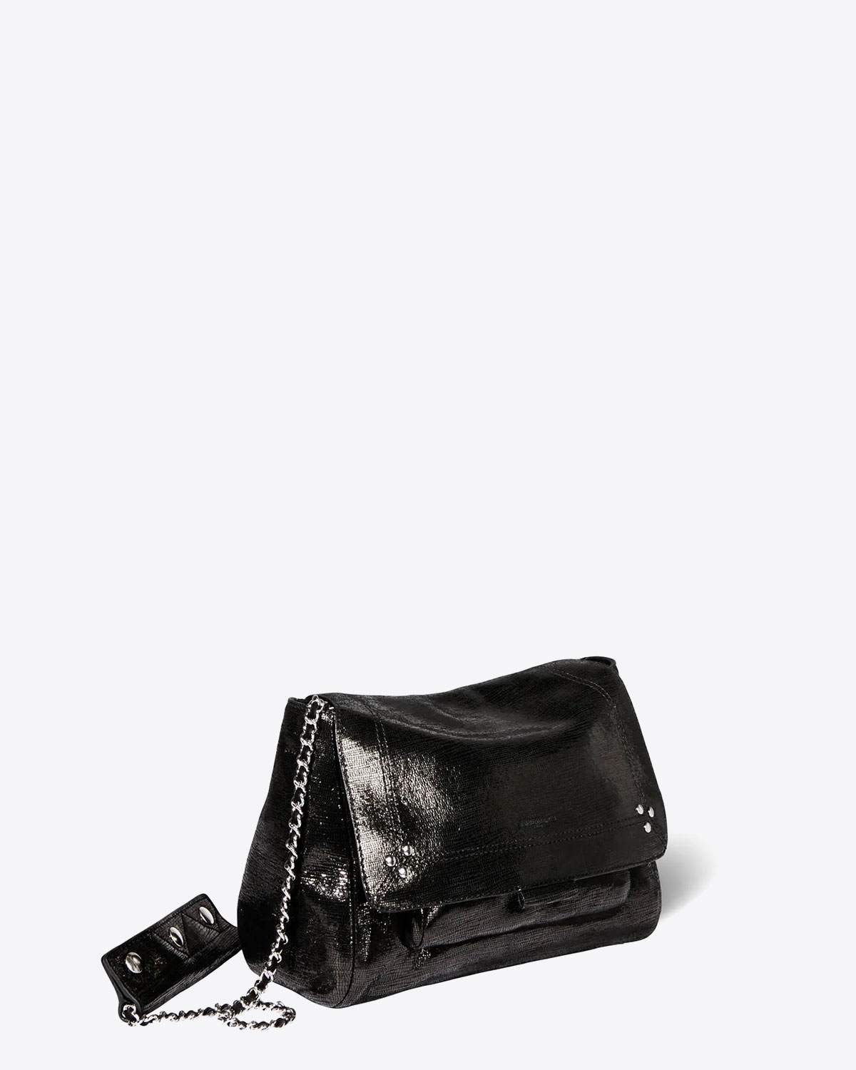 Sac Lulu M lamé noir Jérôme Dreyfuss. Profil.