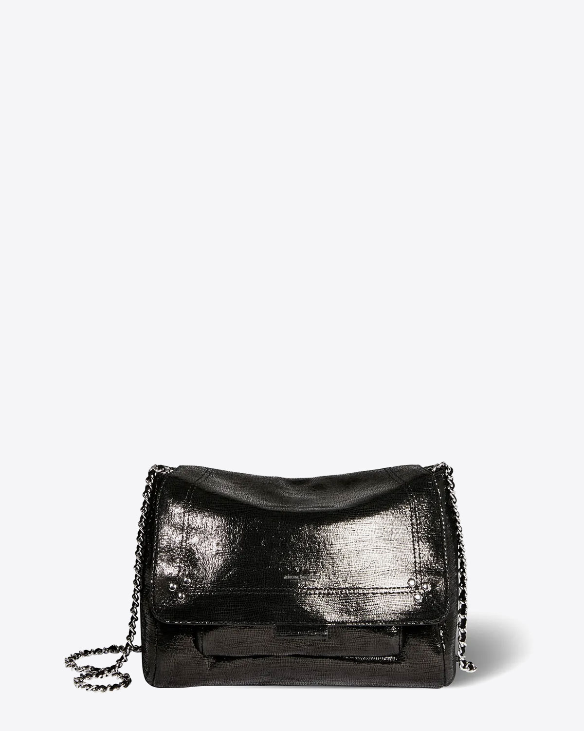 Sac Lulu M lamé noir Jérôme Dreyfuss. Face.