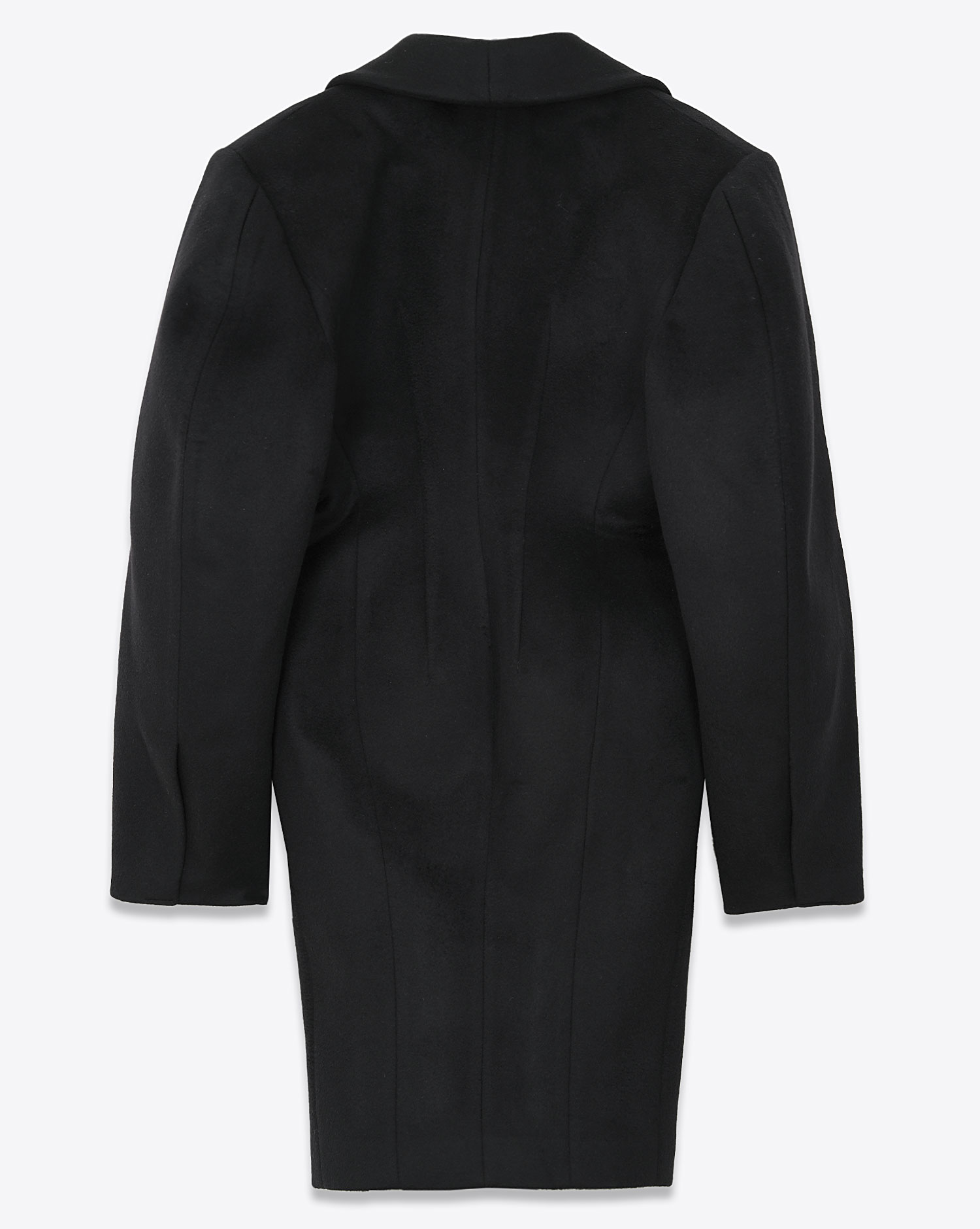 Produit Manteau manches longues Amanda Vautrait en laine noire. Vue dos. 