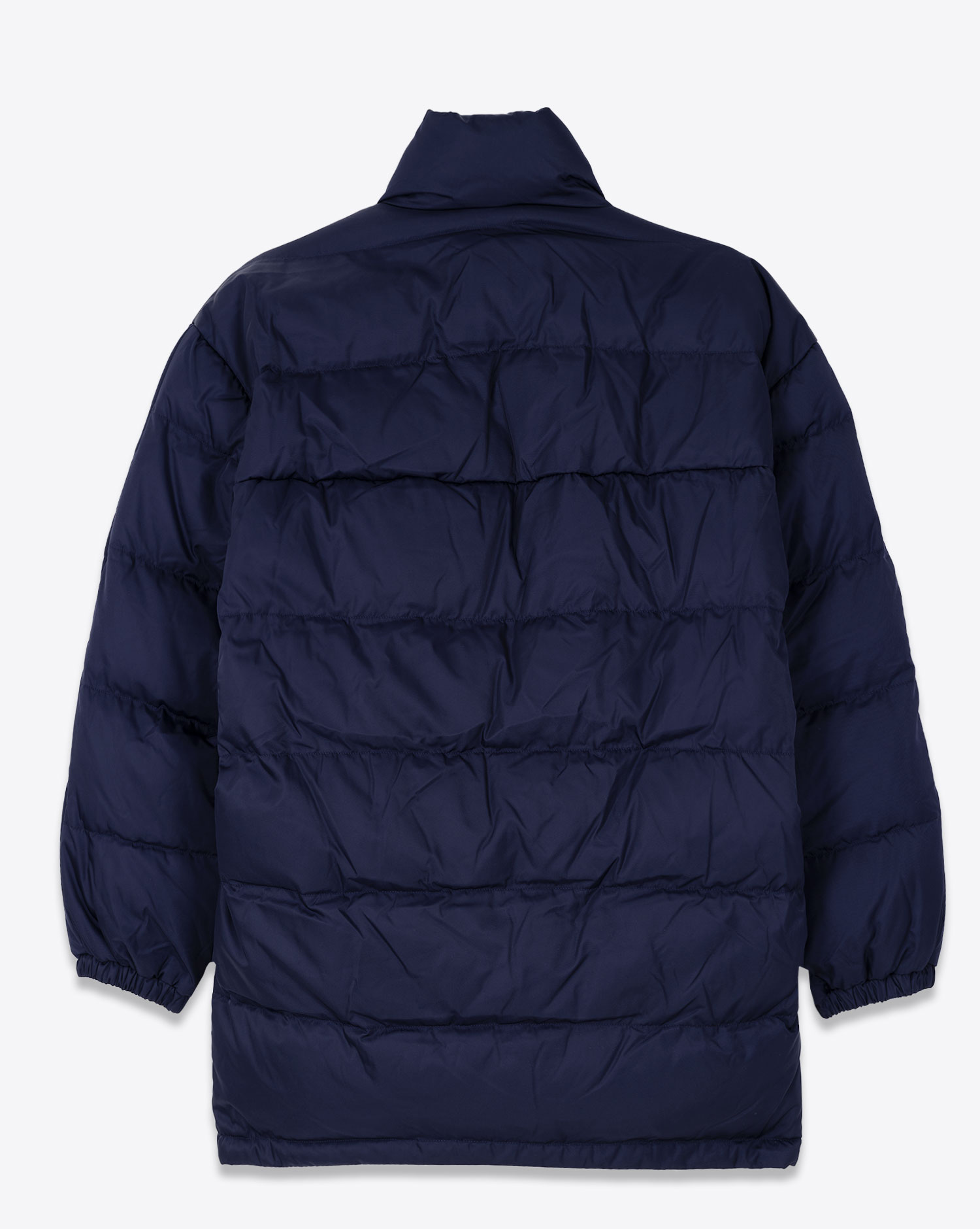 Doudoune mi-longue en nylon bleu nuit Belize Isabel Marant Etoile. Dos.