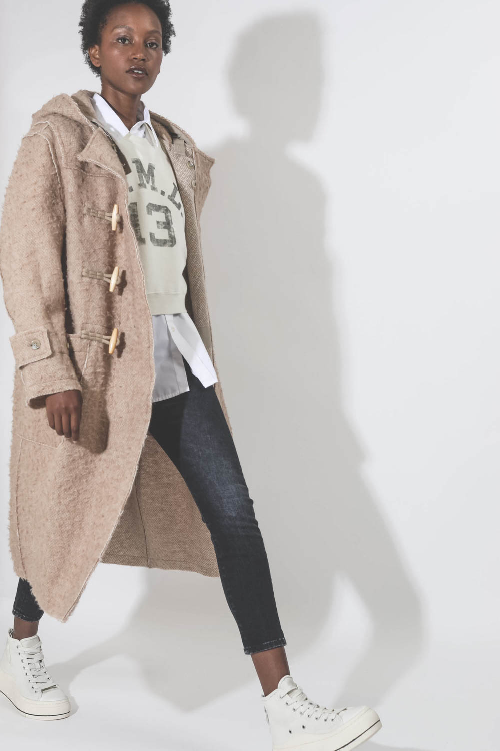 R13 Raw Edge Toggle Coat Camel