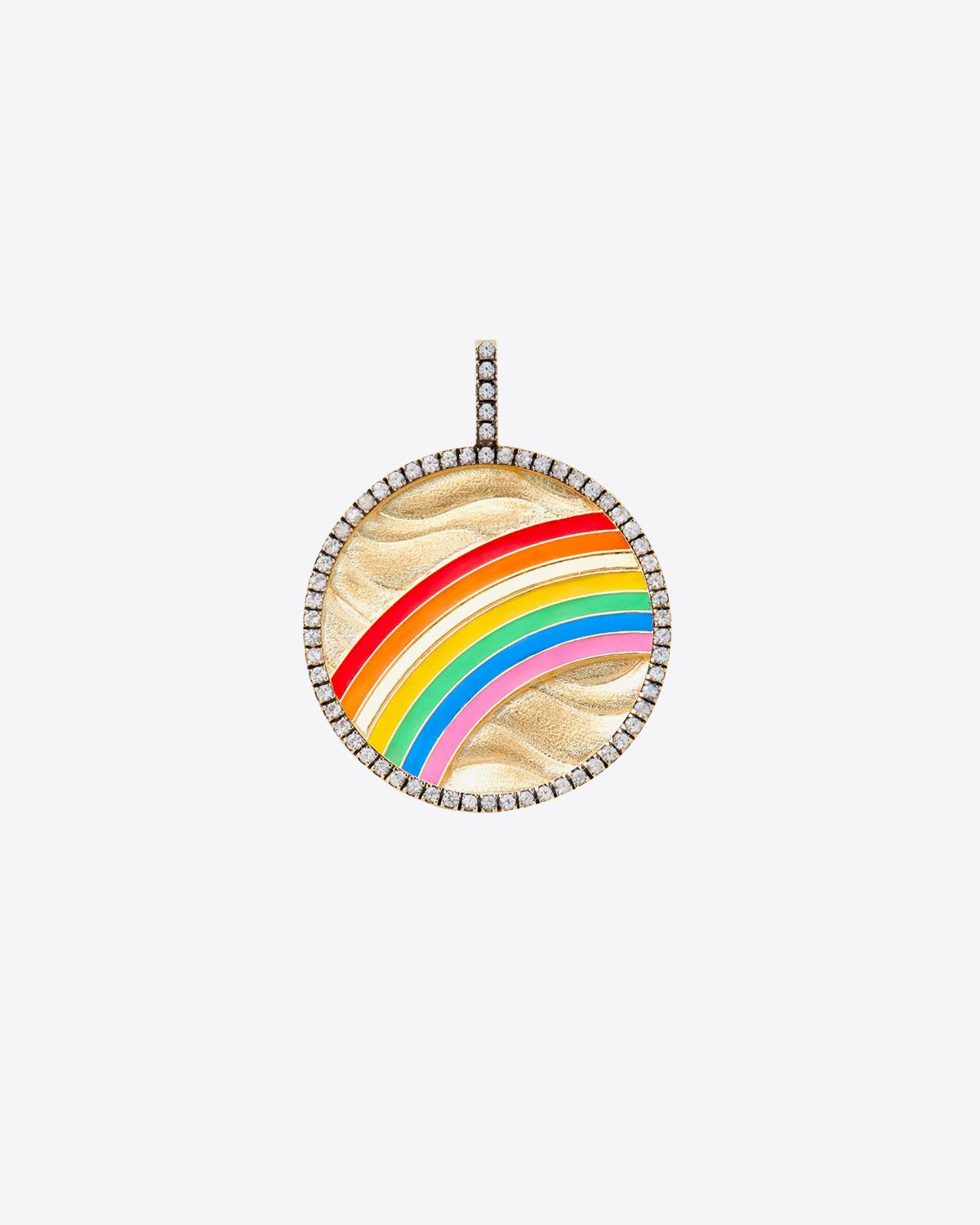 Pendentif Rainbow en Or Jaune 9K et Saphirs Blancs Feidt 