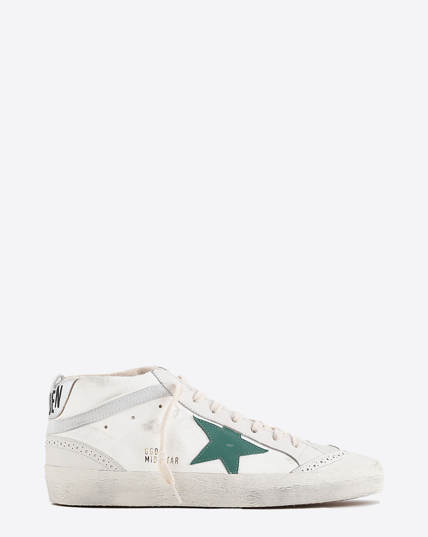 Golden Goose Sneakers Mid Star Cream Green Silver 15426