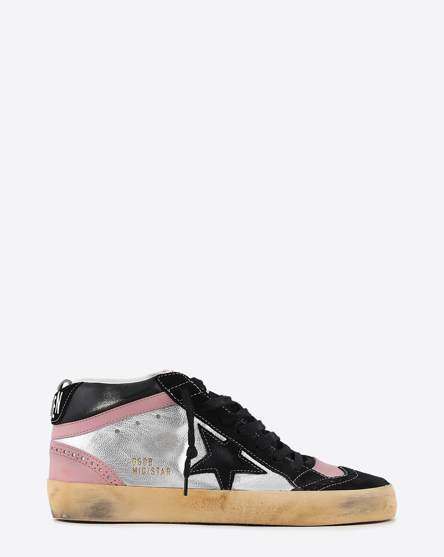 Golden Goose Femme Sneakers Mid Star – Silver Black Pink 82174