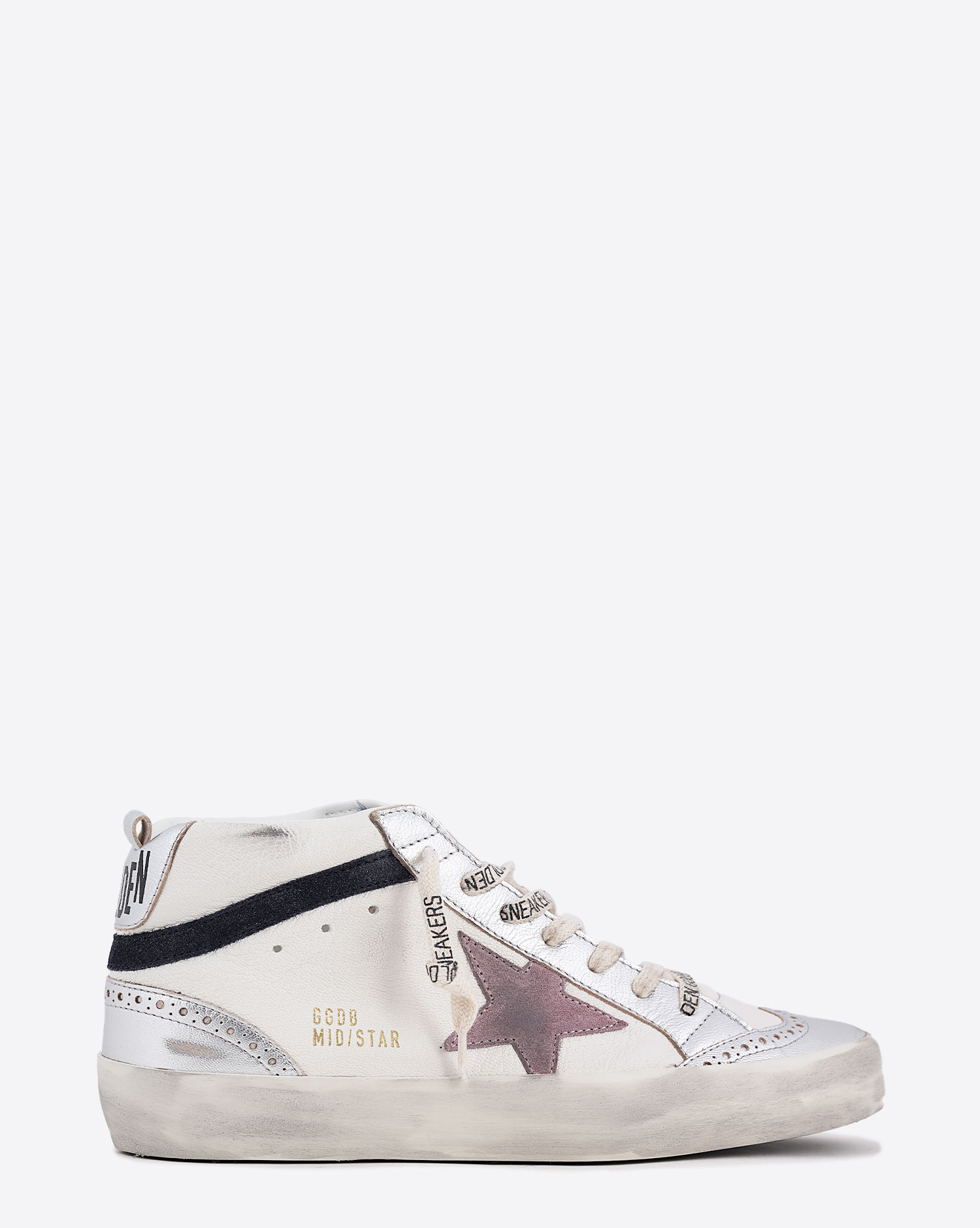 Golden Goose Femme Sneakers Mid Star Blanc Argent Mauve 11922