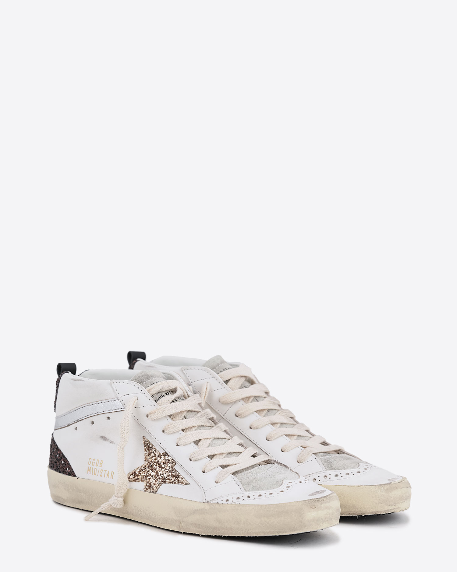 Produit Golden Goose Femme Sneakers Mid Star Blanc Marron Or 11923